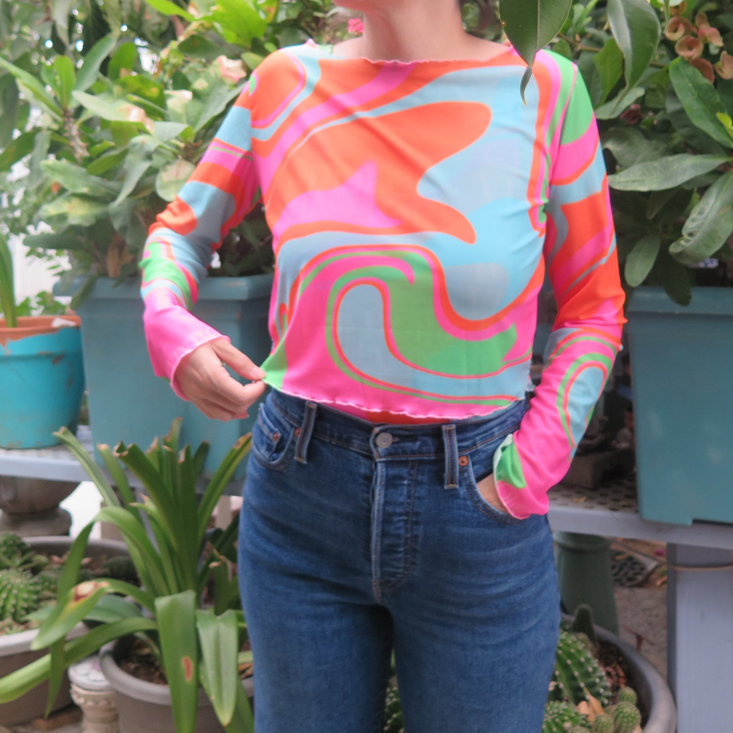Sweet Swirl Crop Mesh Top